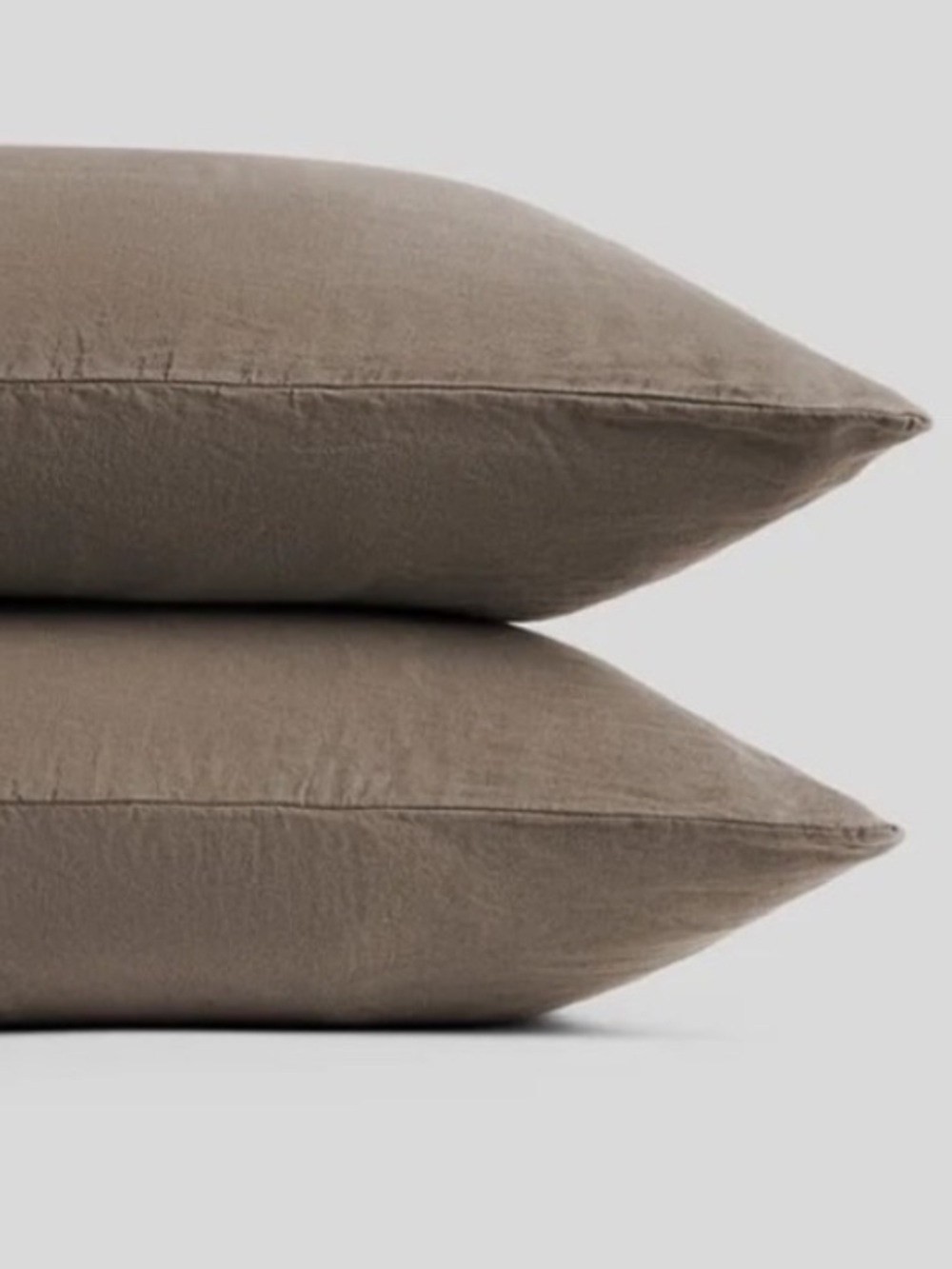 Parachute Linen Tencel Standard Pillowcase Set Warm Grey Side Open